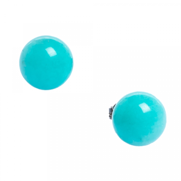 Pre Owned Tiffany & Co. Amazonite Silver Stud Earrings