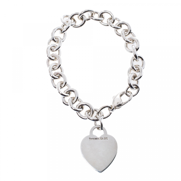 Pre Owned Tiffany & Co. Sterling Silver Heart Tag Bracelet