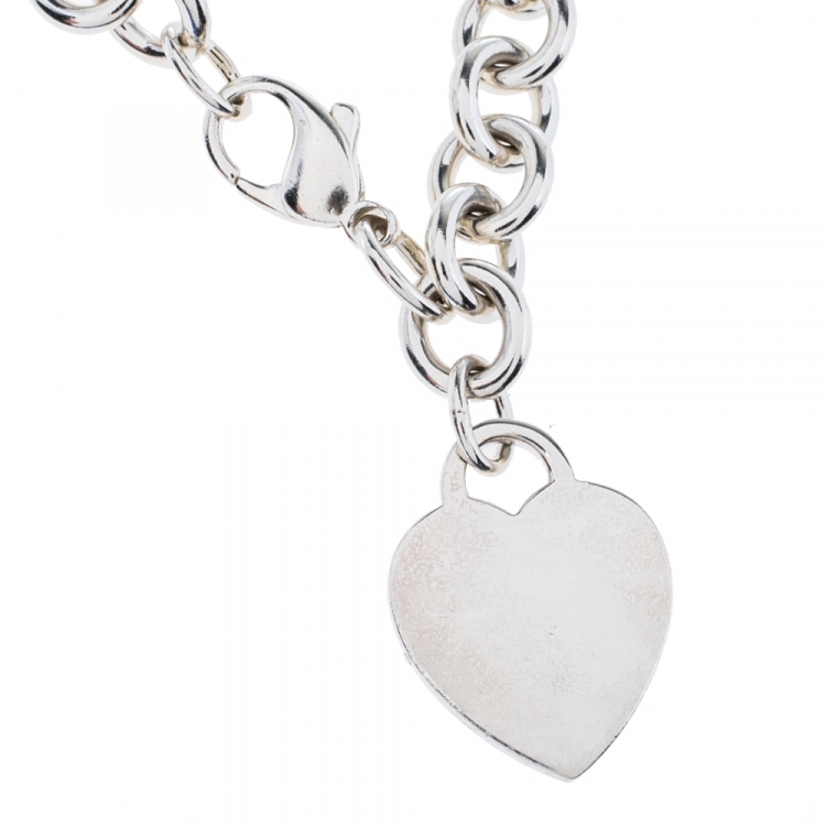Pre Owned Tiffany & Co. Sterling Silver Heart Tag Bracelet