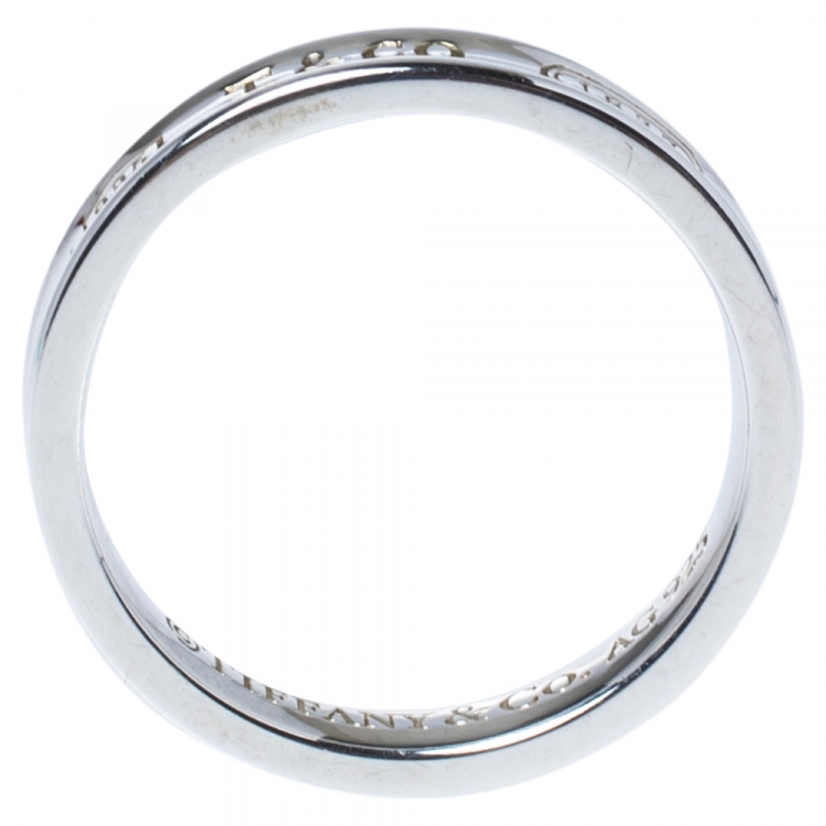 Pre Owned Tiffany & Co. Tiffany 1837 Silver Narrow Ring Size 61