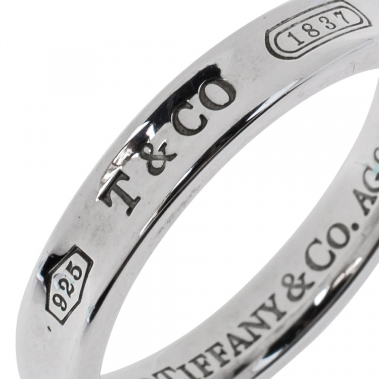 Pre Owned Tiffany & Co. Tiffany 1837 Silver Narrow Ring Size 61