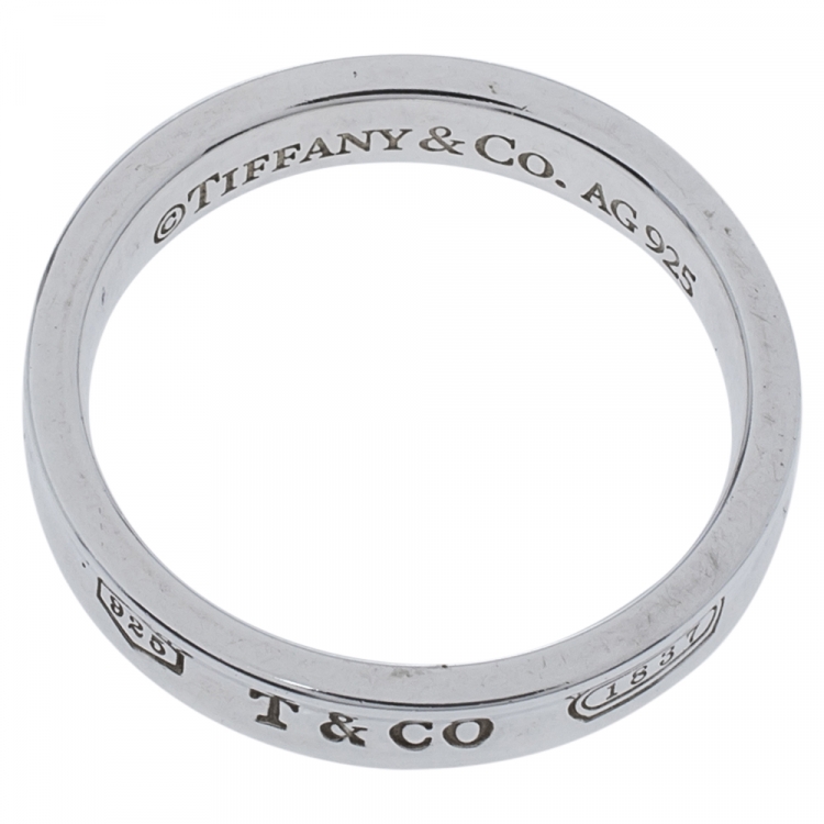 Pre Owned Tiffany & Co. Tiffany 1837 Silver Narrow Ring Size 61