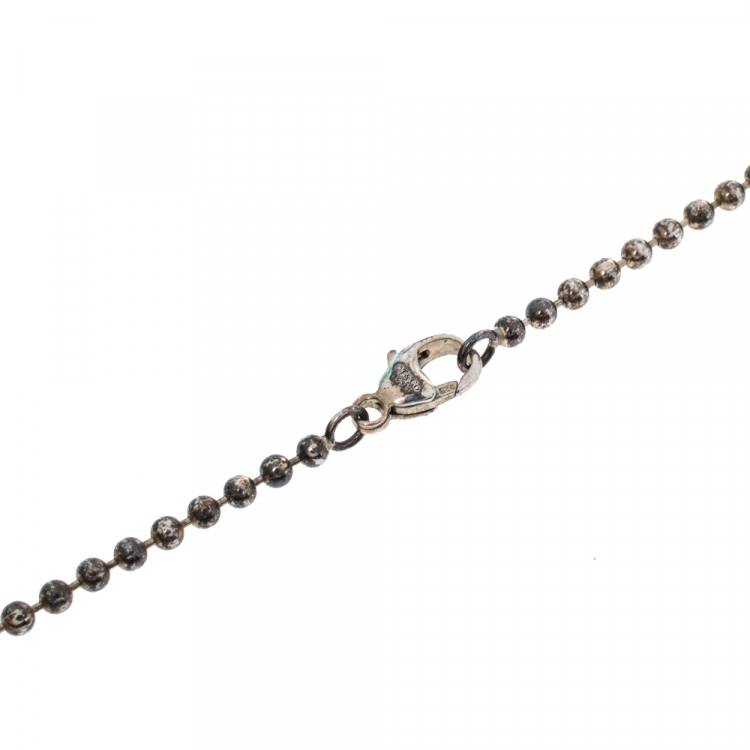 Pre Owned Tiffany & Co. Blue Enamel Knot Key Silver Pendant Necklace