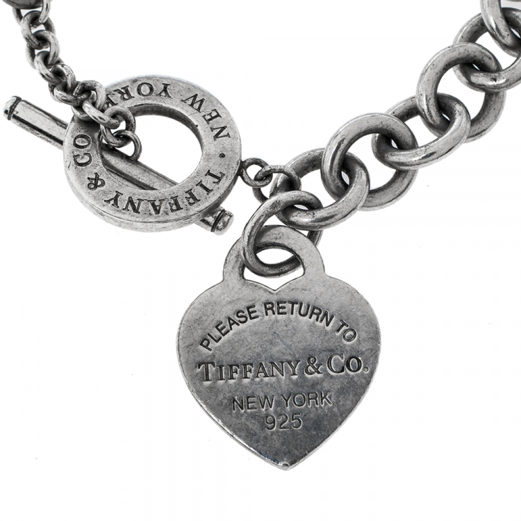 Pre Owned Tiffany & Co. Return to Tiffany Heart Tag Silver Toggle Charm Bracelet