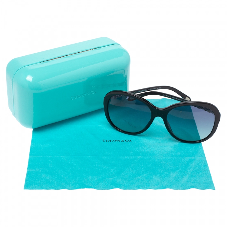 Pre Owned Tiffany & Co. Black Crystal Embellished/ Blue Gradient TF 4104-H-B Sunglasses