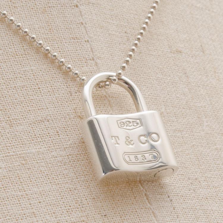 Tiffany Co Silver 18K Rose Gold Heart Key Locks Necklace Pendant Charm Gift  Love