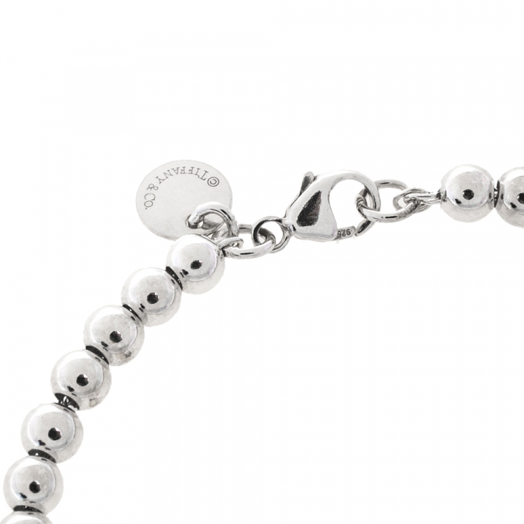 Pre Owned Tiffany & Co. Return To Tiffany Enamel Silver Bead Bracelet 