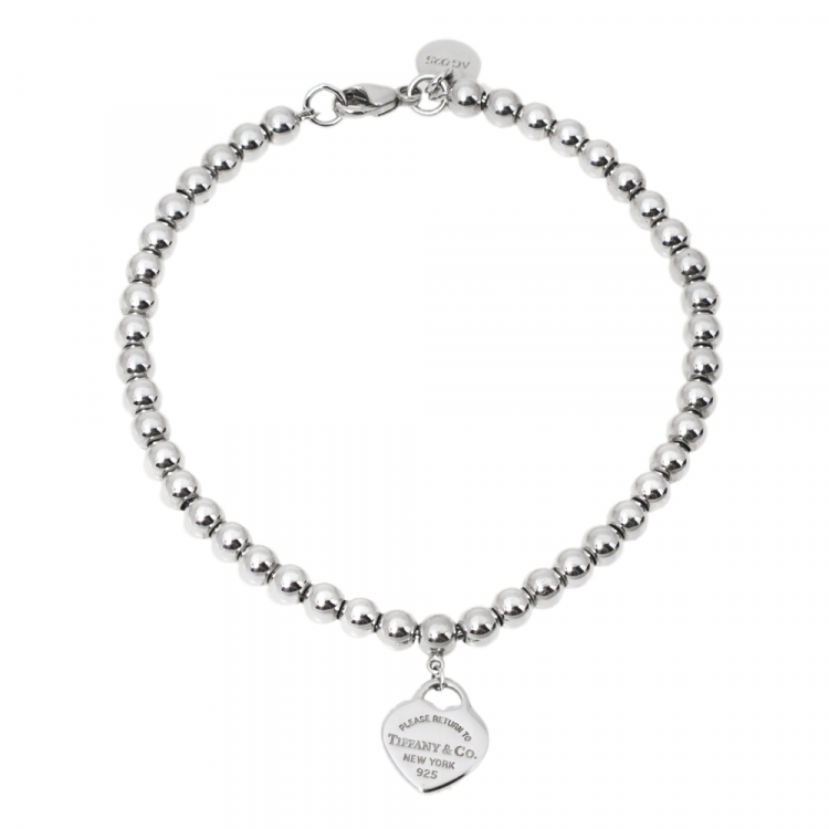 Pre Owned Tiffany & Co. Return To Tiffany Enamel Silver Bead Bracelet