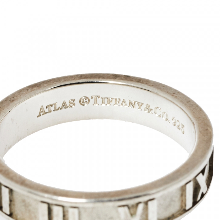 Pre Owned Tiffany & Co. Atlas Sterling Silver Narrow Band Ring Size EU 51