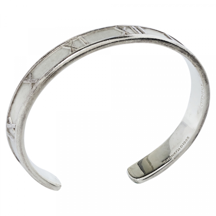 Pre Owned Tiffany & Co. Vintage Atlas Silver Open Cuff Bracelet 