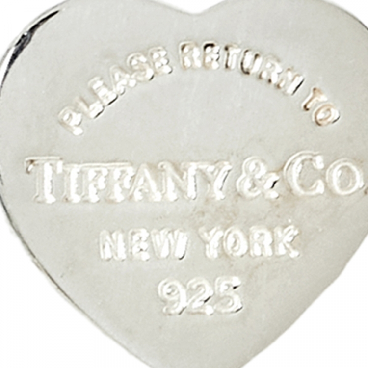 Pre Owned Tiffany & Co. Return To Tiffany Mini Heart Tag Silver Stud Earrings