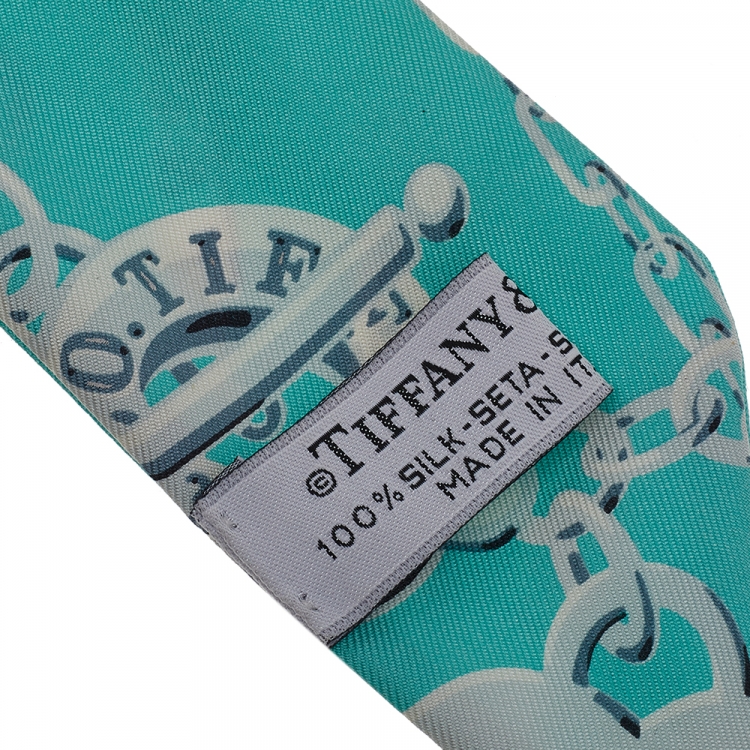 Pre Owned Tiffany & Co. Blue Return To Tiffany Print Silk Bandeau Scarf