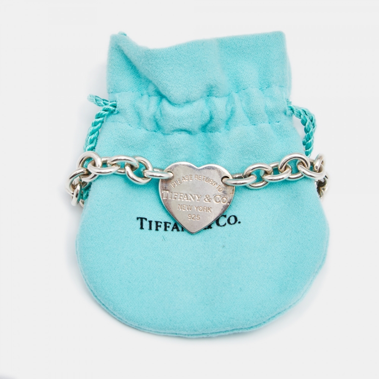 Pre Owned Tiffany & Co. Return to Tiffany Heart Tag Sterling Silver Bracelet