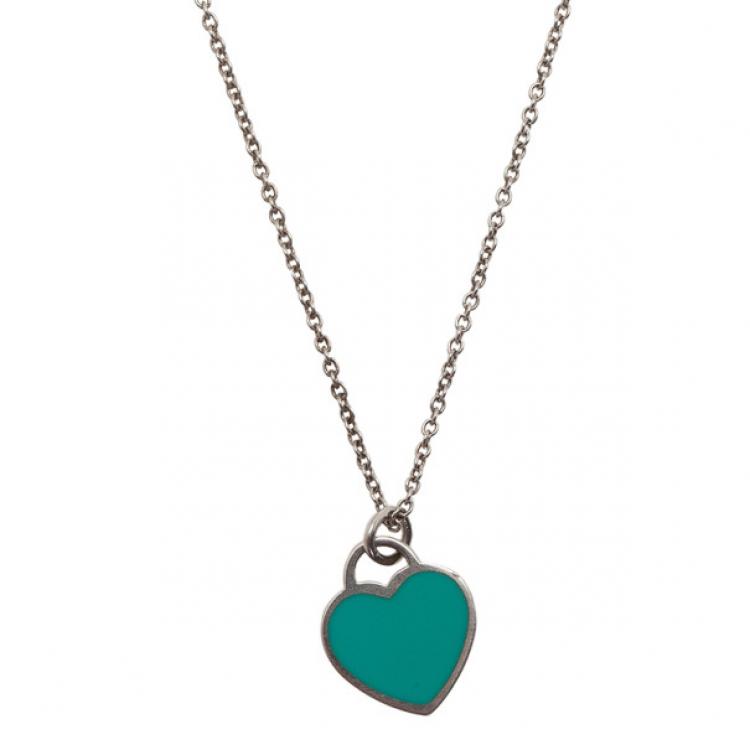 Pre Owned Tiffany & Co. Return to Tiffany Mini Double Heart Tag Sterling Silver Pendant Necklace