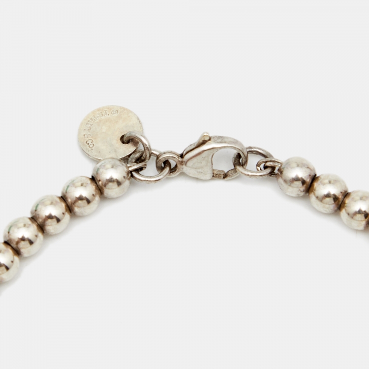 Pre Owned Tiffany & Co. Return To Tiffany Mini Heart Enamel Sterling Silver Bead Bracelet