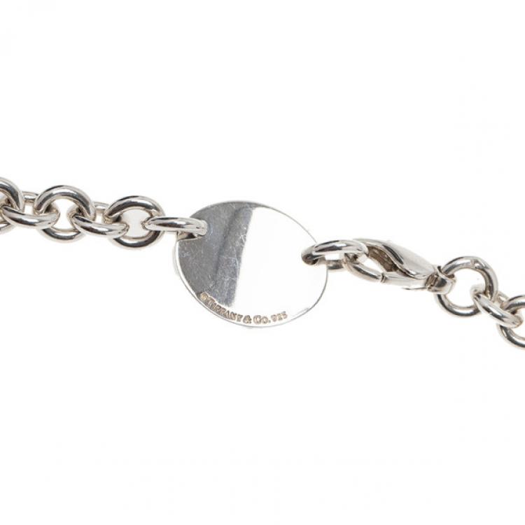 Pre Owned Tiffany & Co. Return to Tiffany Silver Oval Tag Necklace