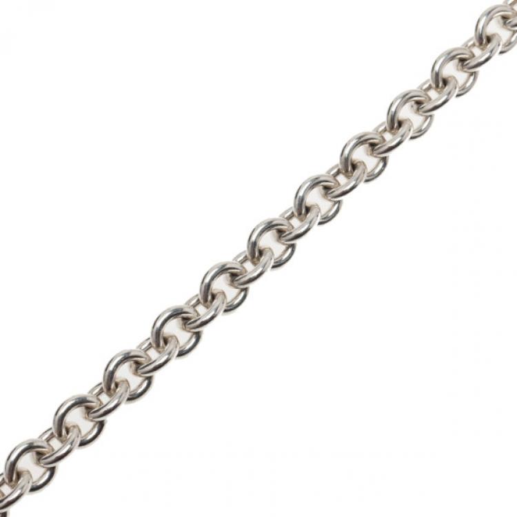 Pre Owned Tiffany & Co. Return to Tiffany Silver Oval Tag Necklace