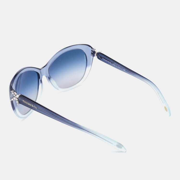 Pre Owned Tiffany & Co. Bicolor Ombre/ Blue Gradient Cat-Eye Sunglasses