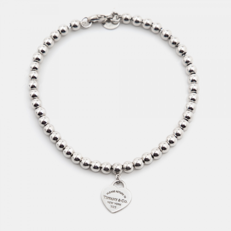 Pre Owned Tiffany & Co. Return to Tiffany Heart Tag Enamel Sterling Silver Bracelet