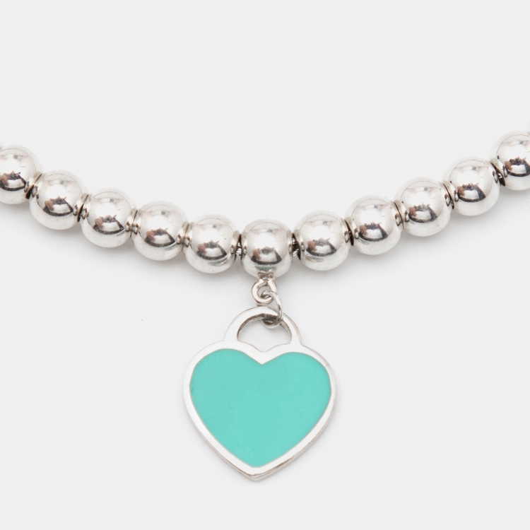 Pre Owned Tiffany & Co. Return to Tiffany Heart Tag Enamel Sterling Silver Bracelet