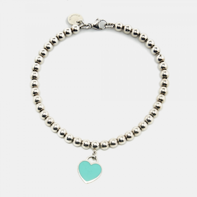 Pre Owned Tiffany & Co. Return To Tiffany Heart Tag Enamel Sterling Silver Bracelet