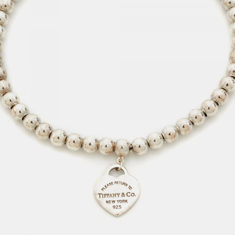 Pre Owned Tiffany & Co. Return To Tiffany Love Heart Tag Blue Enamel Silver Sterling Silver Bracelet