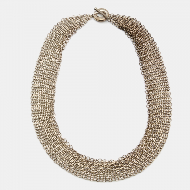 Lot 367: 2 Tiffany Necklaces, 18K Peretti Mesh | Case Auctions