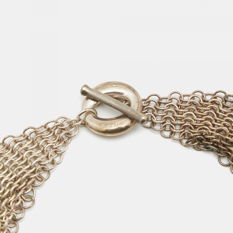 Pre Owned Tiffany & Co.  Elsa Peretti Mesh Sterling Silver Necklace