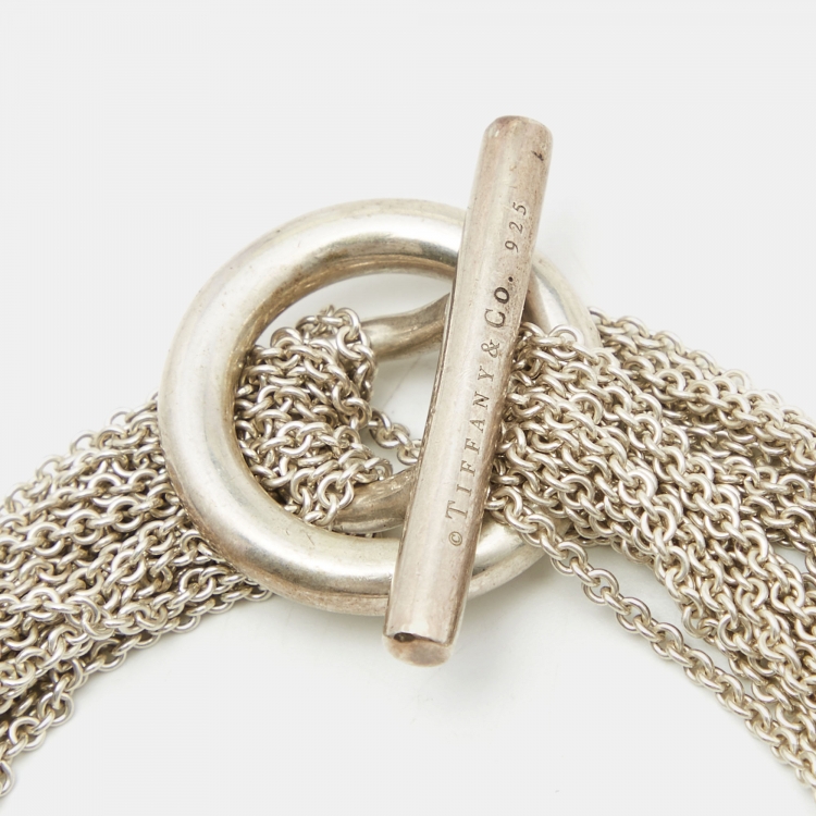 Pre Owned Tiffany & Co. Sterling Silver Circle Mesh Toggle Bracelet