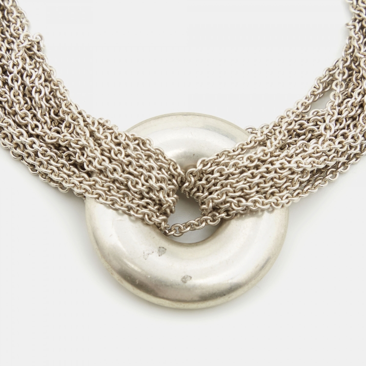 Pre Owned Tiffany & Co. Sterling Silver Circle Mesh Toggle Bracelet