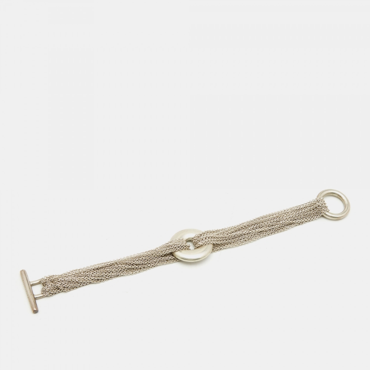 Pre Owned Tiffany & Co. Sterling Silver Circle Mesh Toggle Bracelet