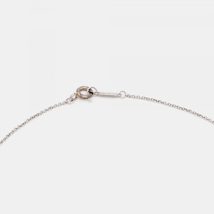 Pre Owned Tiffany & Co. Return to Tiffany Blue Mini Double Heart Tag Silver Pendant Necklace