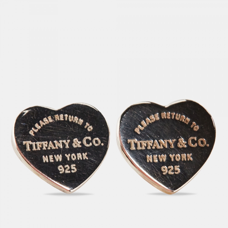 Pre Owned Tiffany & Co. Return To Tiffany Heart Sterling Silver Earrings 