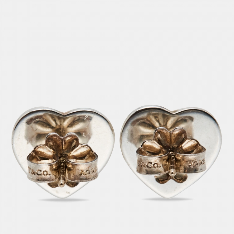 Pre Owned Tiffany & Co. Return To Tiffany Heart Sterling Silver Earrings 