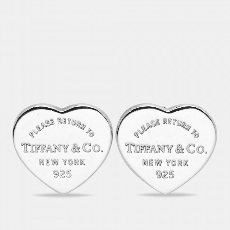 Pre Owned Tiffany & Co. Return To Tiffany Heart Sterling Silver Earrings 