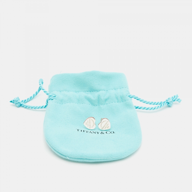 Pre Owned Tiffany & Co. Return To Tiffany Heart Sterling Silver Earrings 