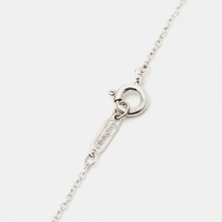 Pre Owned Tiffany & Co. Return To Tiffany Double Heart Enamel Sterling Silver Necklace