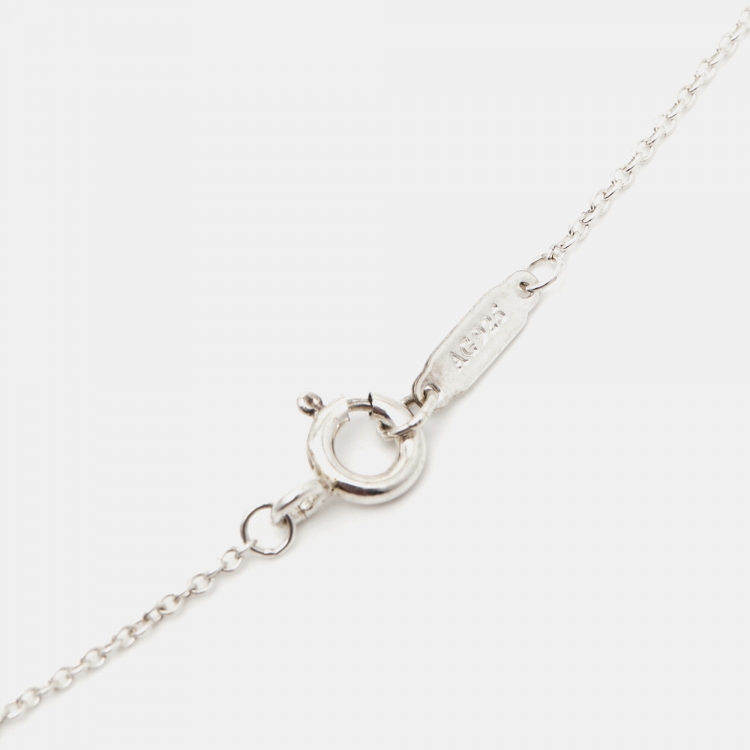 Pre Owned Tiffany & Co. Return To Tiffany Double Heart Enamel Sterling Silver Necklace