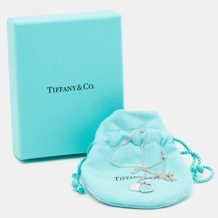 Pre Owned Tiffany & Co. Return To Tiffany Double Heart Enamel Sterling Silver Necklace