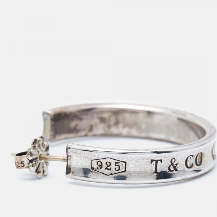 Pre Owned Tiffany & Co. Tiffany 1837 Sterling Silver Hoop Earrings