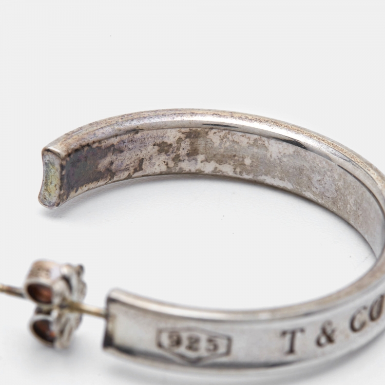 Pre Owned Tiffany & Co. Tiffany 1837 Sterling Silver Hoop Earrings