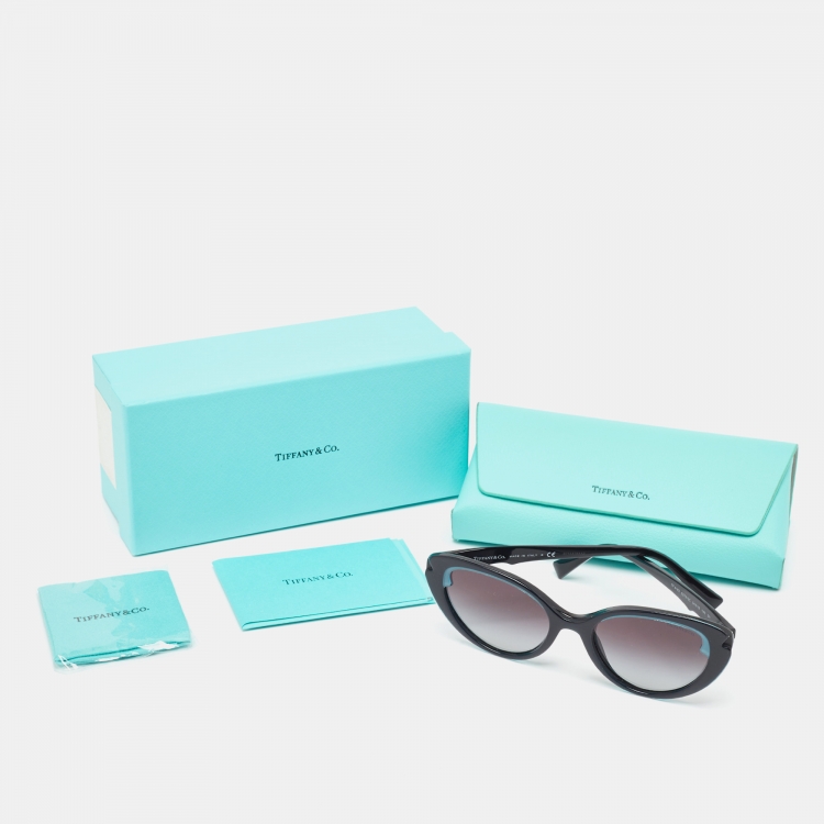 Pre Owned Tiffany & Co. Black/Blue TF 4163 Cat Eye Sunglasses