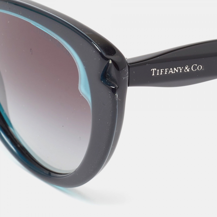 Pre Owned Tiffany & Co. Black/Blue TF 4163 Cat Eye Sunglasses