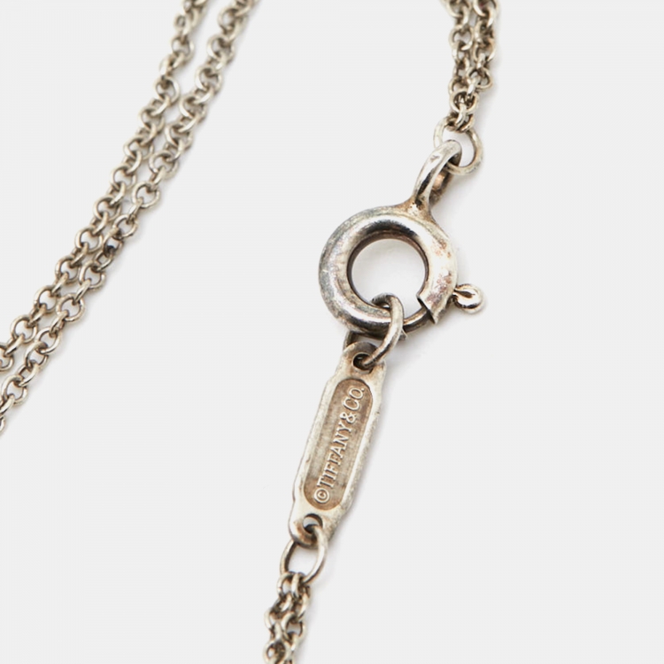 مملوكة مسبقًا Tiffany & Co. Return To Tiffany Sterling Silver Rubedo Heart Tag Double Chain Bracelet