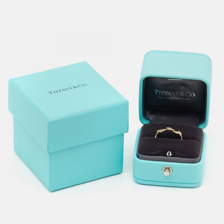 Pre Owned Tiffany & Co. Paloma Picasso Olive Leaf 18k Rose Gold Ring Size 52