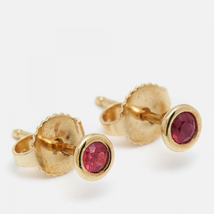 Pre Owned Tiffany & Co. Elsa Peretti Color by the Yard Rubies 18k Yellow Gold Earrings