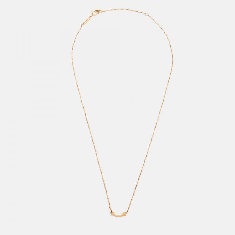 Pre Owned Tiffany & Co. T Smile Mini 18k Rose Gold Necklace