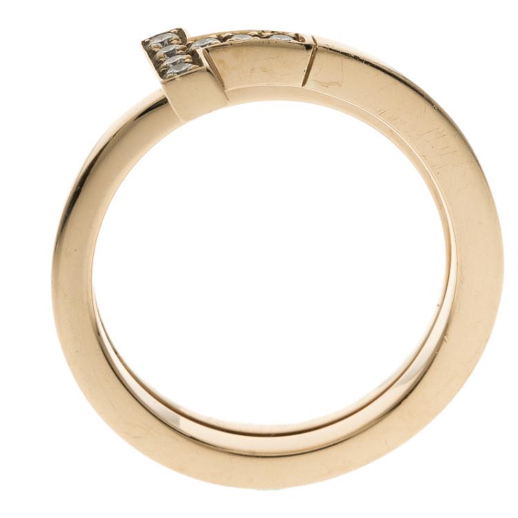 Pre Owned Tiffany & Co. Tiffany T Wrap Diamonds &18k Rose Gold Ring Size 54.5