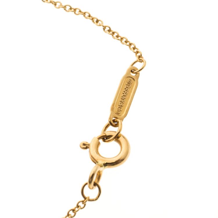 Pre Owned Tiffany & Co. Heart Lock Keyhole 18k Yellow Gold Pendant Necklace