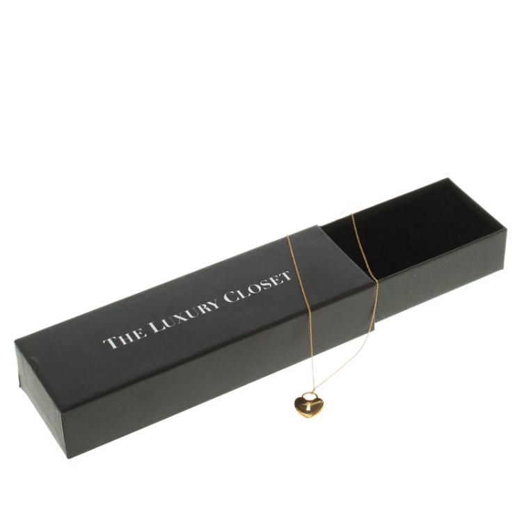 Pre Owned Tiffany & Co. Heart Lock Keyhole 18k Yellow Gold Pendant Necklace